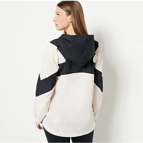 Susan Graver Women Sport Colorblock Pullover Hooded Jacket Pink Coral L A479200 - Picture 4 of 4